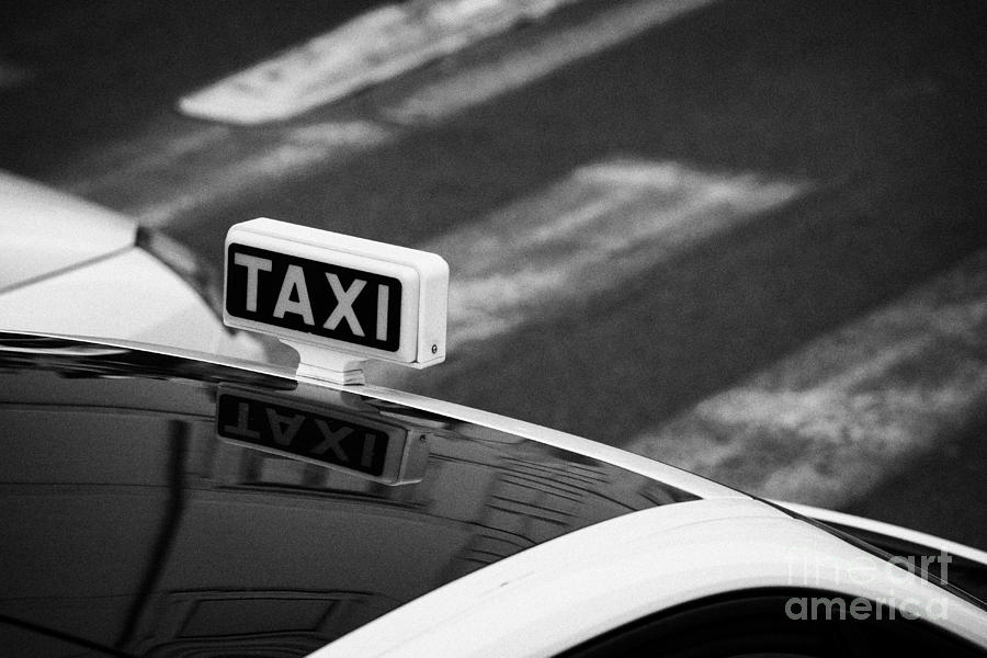 City Photograph - Taxi with sign waiting at pedestrian crossing Rome Lazio Italy by Joe Fox