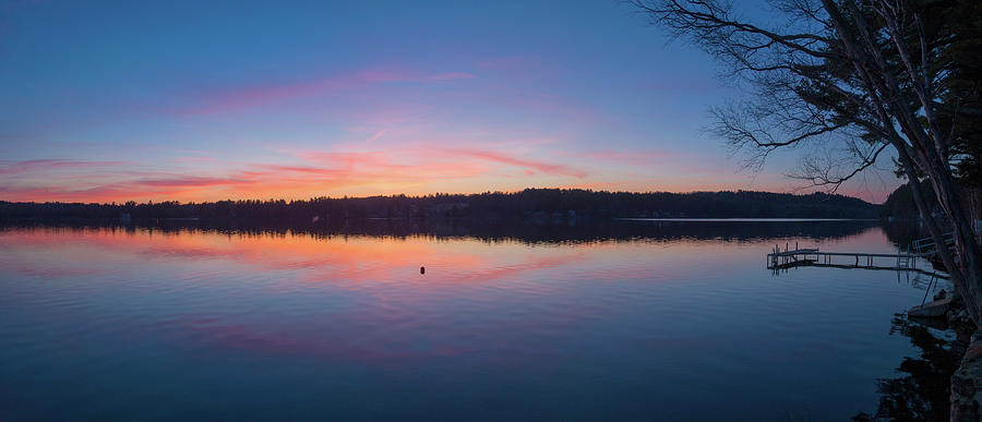 Sunset Photograph - Taylor Pond With Dock At Sunset by Panoramic Images