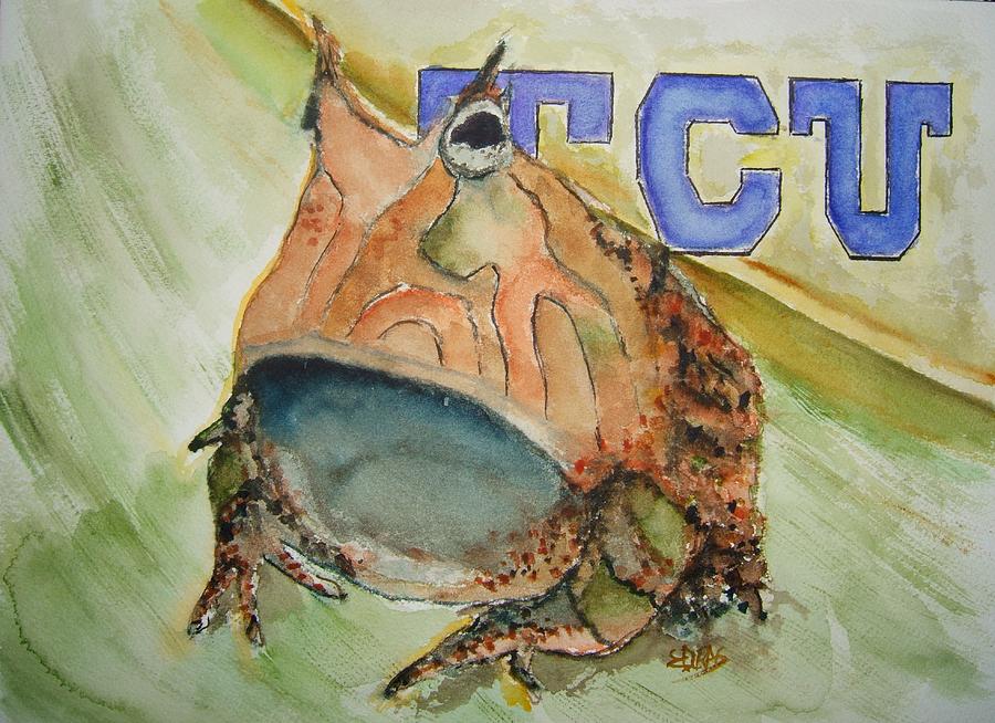 TCU Horned Frog Painting by Elaine Duras