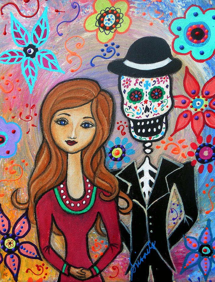 Te Amo Couple Day Of The Dead Painting by Pristine Cartera Turkus