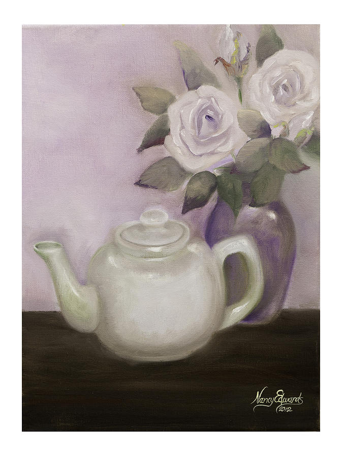 Tea and Roses Painting by Nancy Edwards