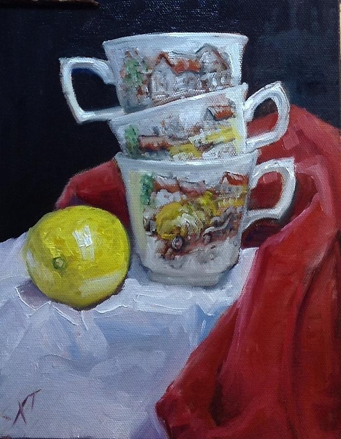 Tea Cups Painting by Christy Sawyer