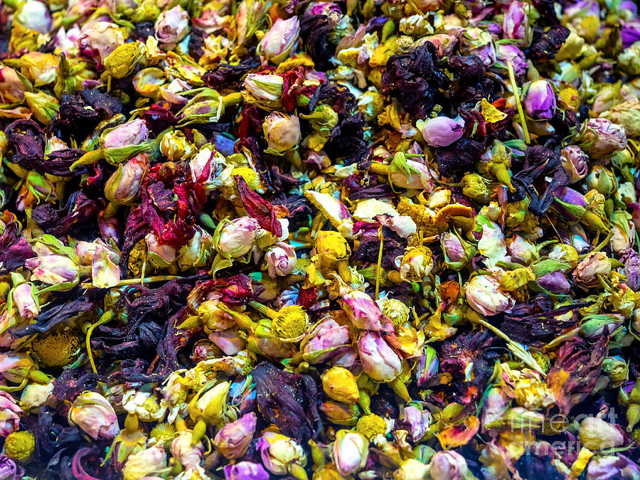 Tea flower mix for herbal tea Photograph by Frank Bach