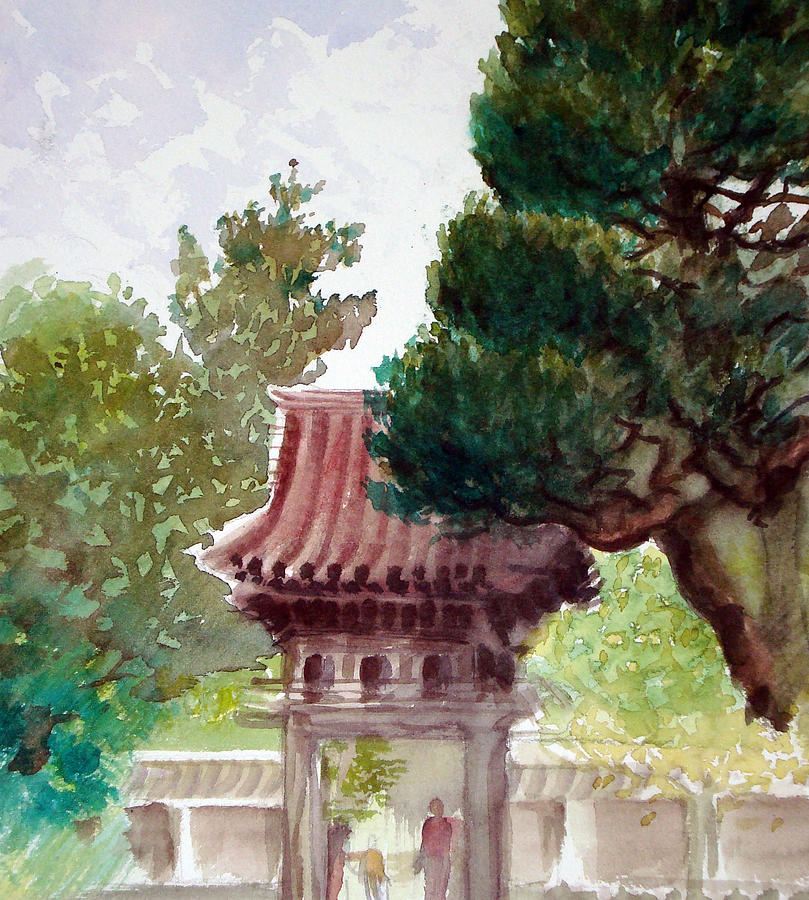 Tea Garden Entrance Painting by Karen Coggeshall