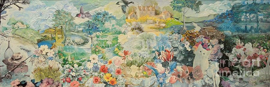 Tea in My Flower Garden - Sold Mixed Media by Judith Espinoza