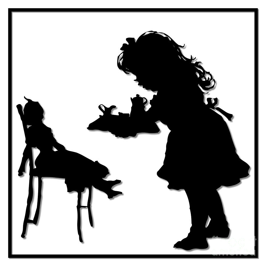 Doll Digital Art - Tea Party Dolly Silhouette by Rose Santuci-Sofranko