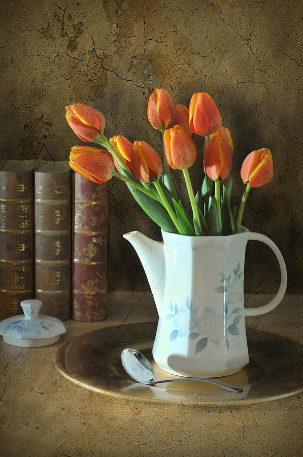 Tea Pot of Tulips Photograph by Diana Angstadt