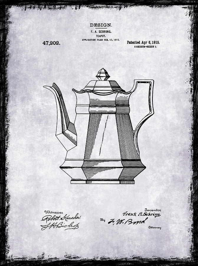 Tea Pot Patent 1915 Photograph by Mark Rogan