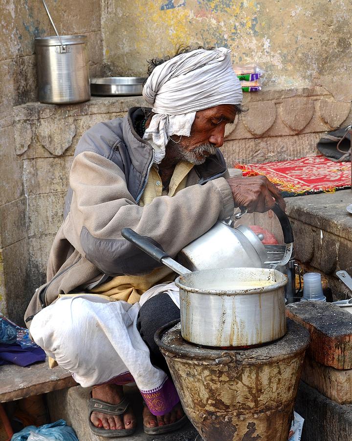 Tea Stall On the Ghats  - Varanasi India Photograph by Kim Bemis