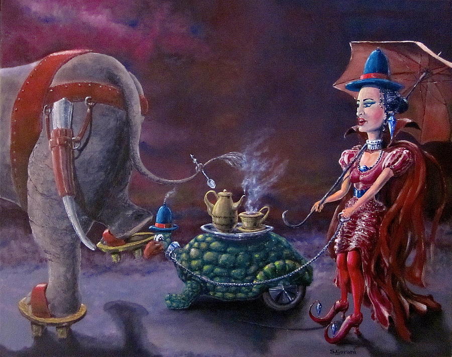 Surrealism Painting - Tea Time by Geni Gorani