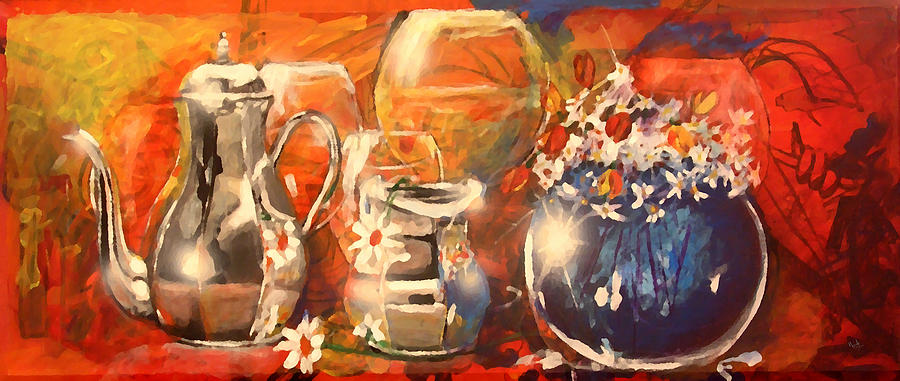 Flower Painting - Tea Time by Marcello Cicchini