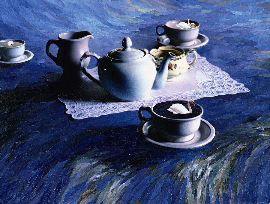 Tea Time With Gordy, 1998 Paper Mosaic Collage Photograph by Ellen Golla