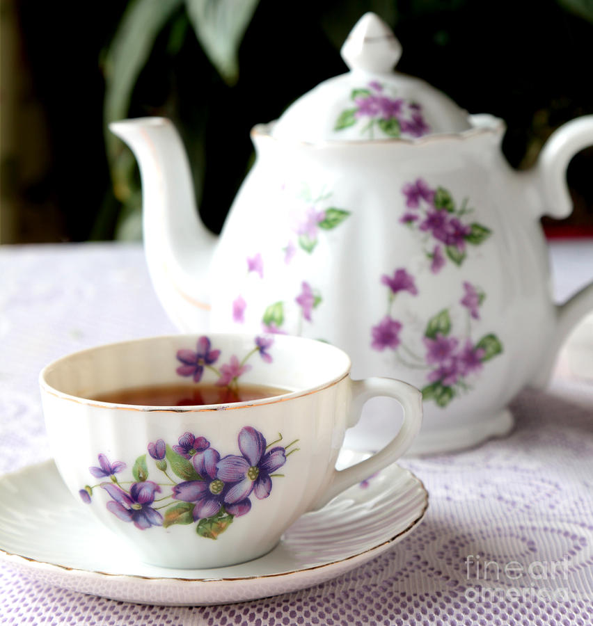 Tea Time with Violets Photograph by Pattie Calfy