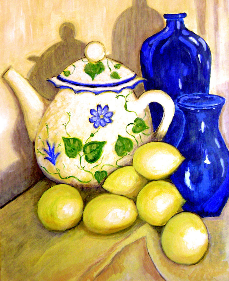 Lemon Painting - Tea with Lemon by Robin Mead