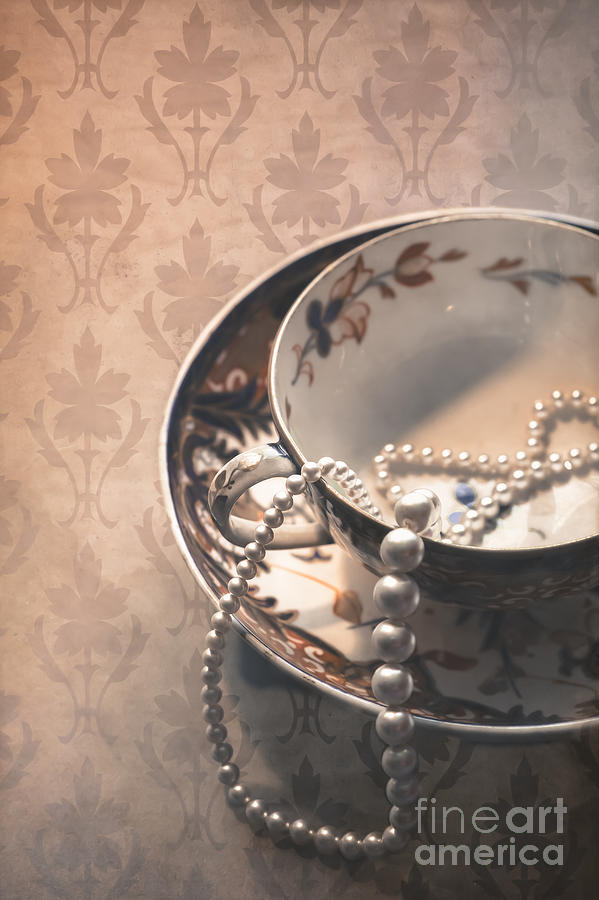 Tea Photograph - Teacup and Pearls by Jan Bickerton