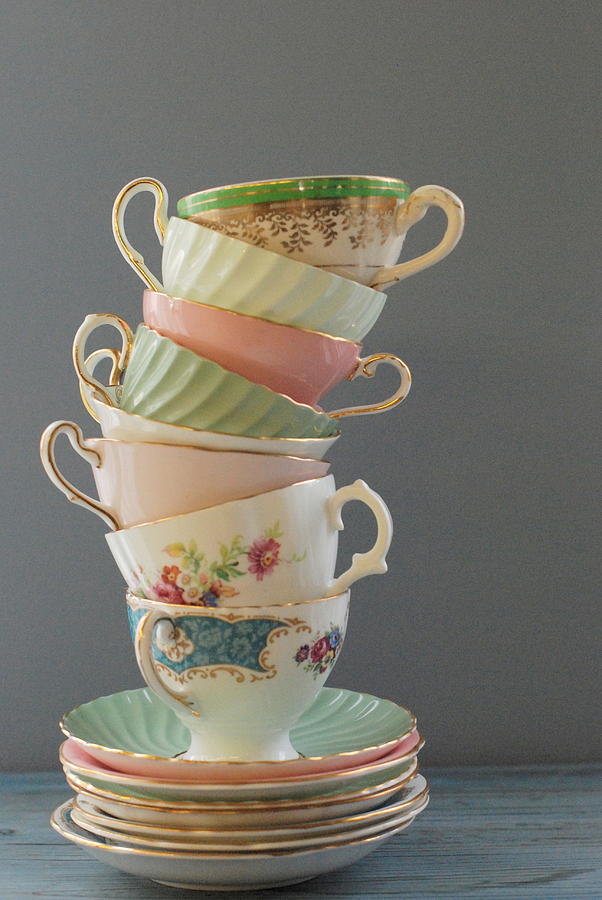 Teacup stack Photograph by Shawna Lemay