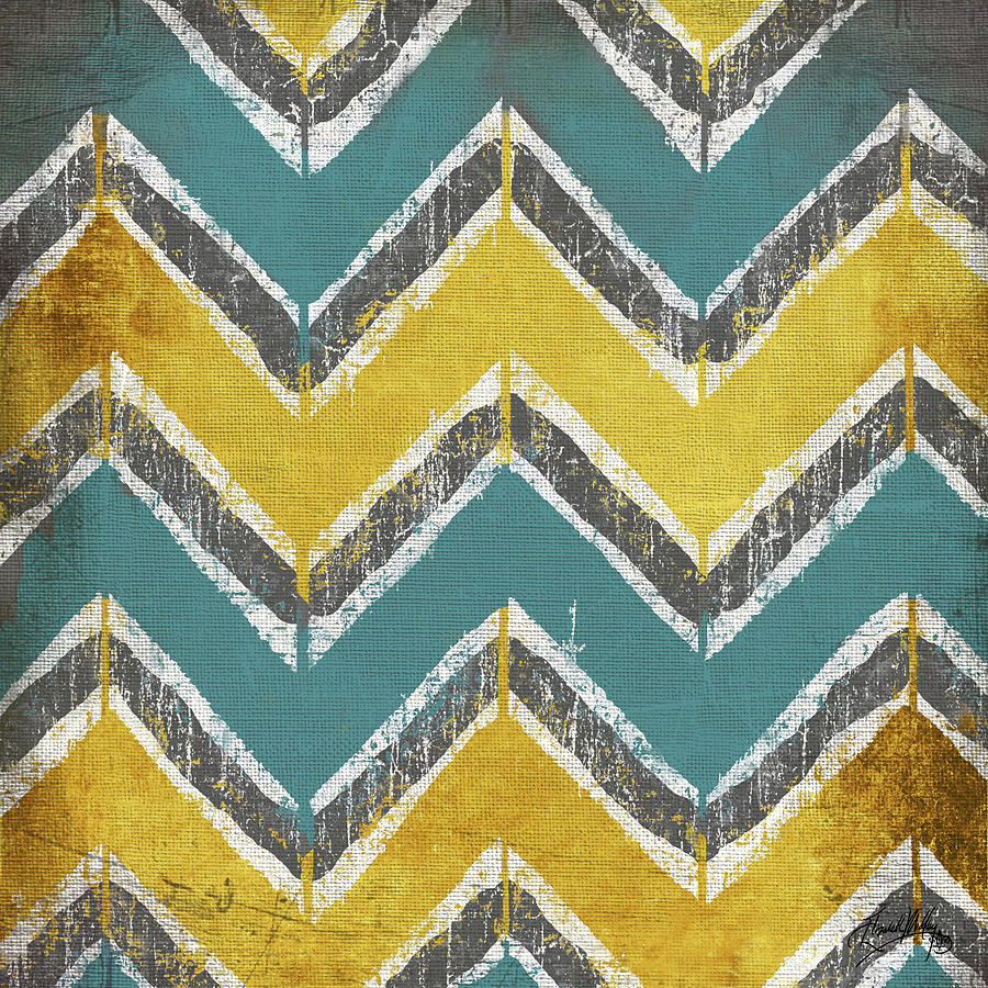 Pattern Painting - Teal and Gold Modele I by Elizabeth Medley
