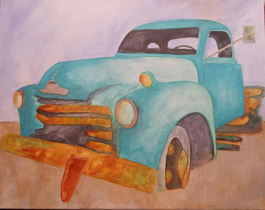 Truck Painting - Teal Chevy by Isaac Alcantar