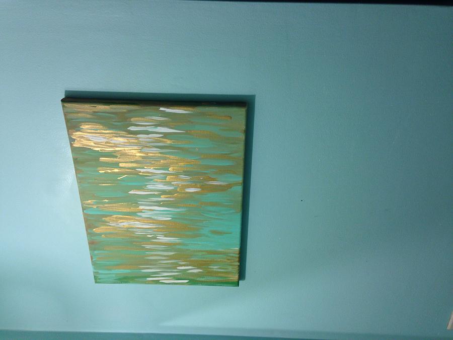 Abstract Painting - Teal Gold Wave  by Tina Daugherty