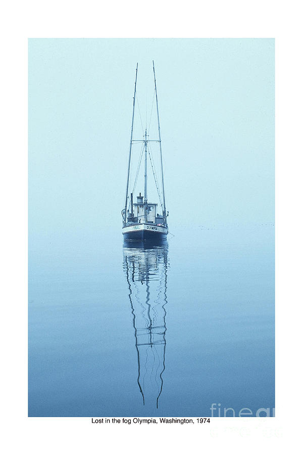Boat Photograph - Teal lost in the fog Olympia Washinton 1974 by Monterey County Historical Society