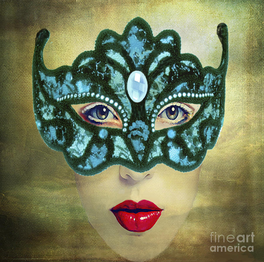Teal Digital Art - Teal Mask by Maureen Tillman