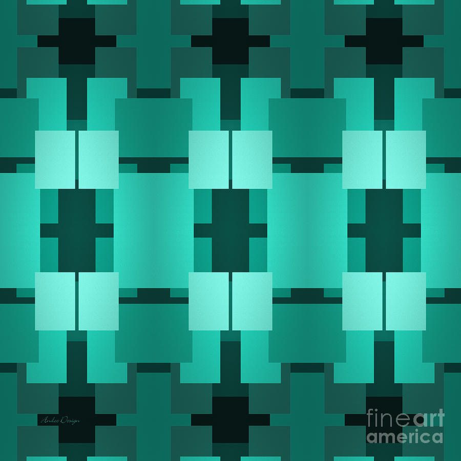 Abstract Digital Art - Teal On Teal 9 by Andee Design