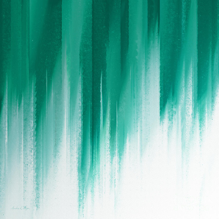 Abstract Digital Art - Teal Rain by Andee Design
