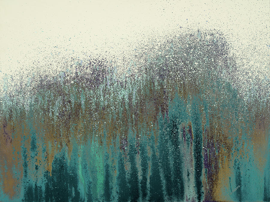Abstract Mixed Media - Teal Woods by Roberto Gonzalez