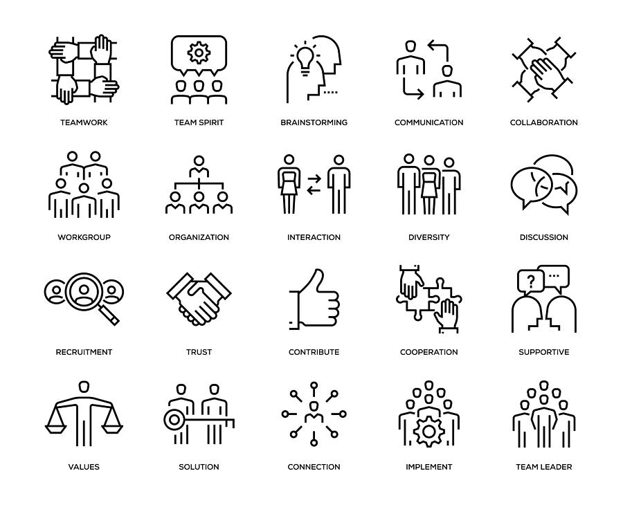 Teamwork Icon Set Drawing by Enis Aksoy