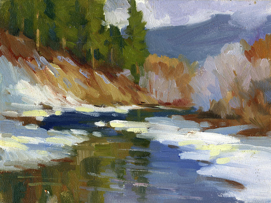 Winter Painting - Teanaway River by Diane McClary