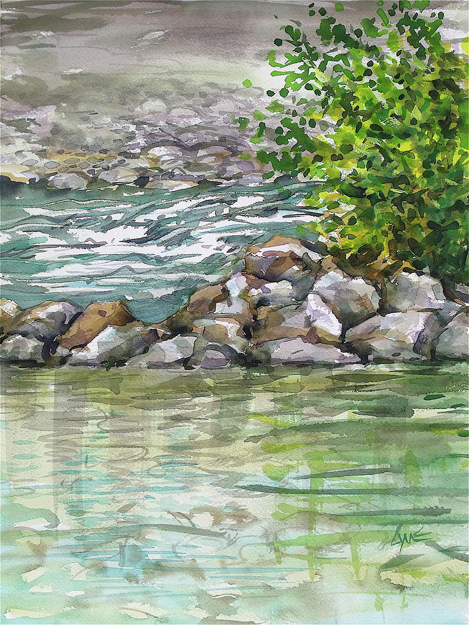 Teanoway Bridge Rocks Painting by Lynne Haines
