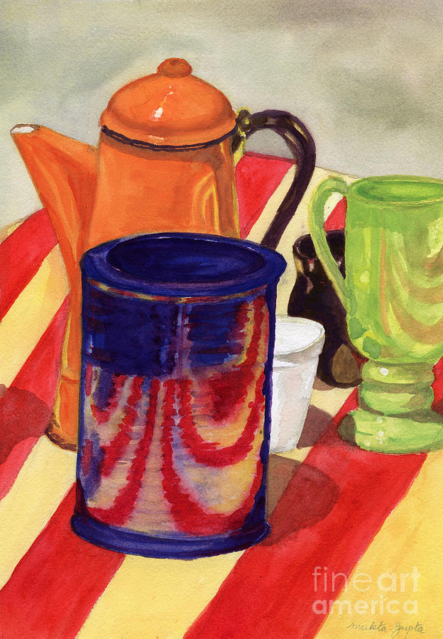 Teapot and Cup Still Life Painting by Mukta Gupta