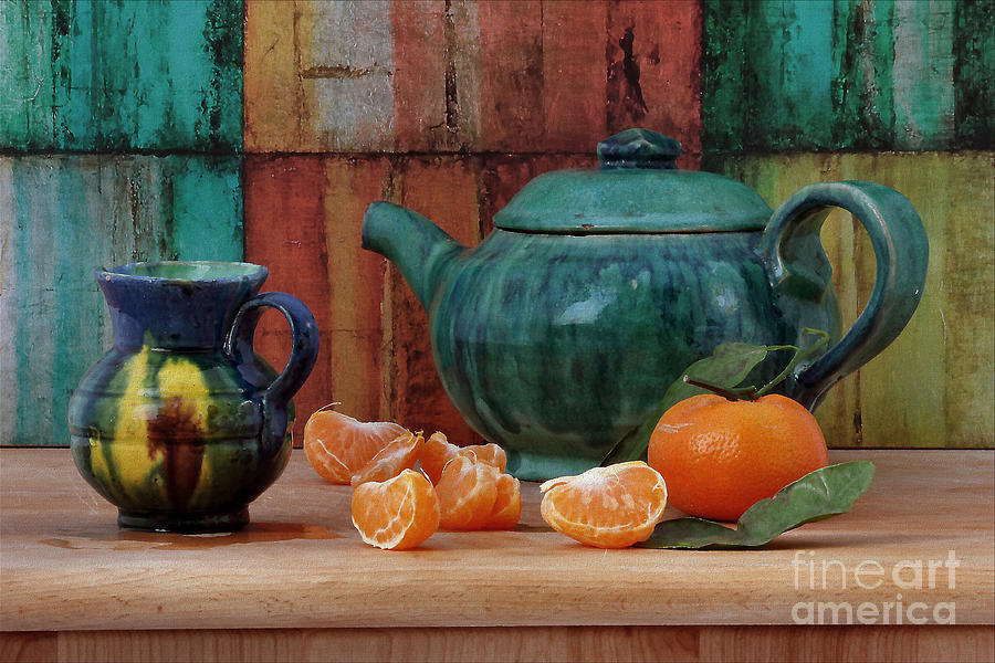 Teapot Photograph - Teapot and Tangerine by Luv Photography
