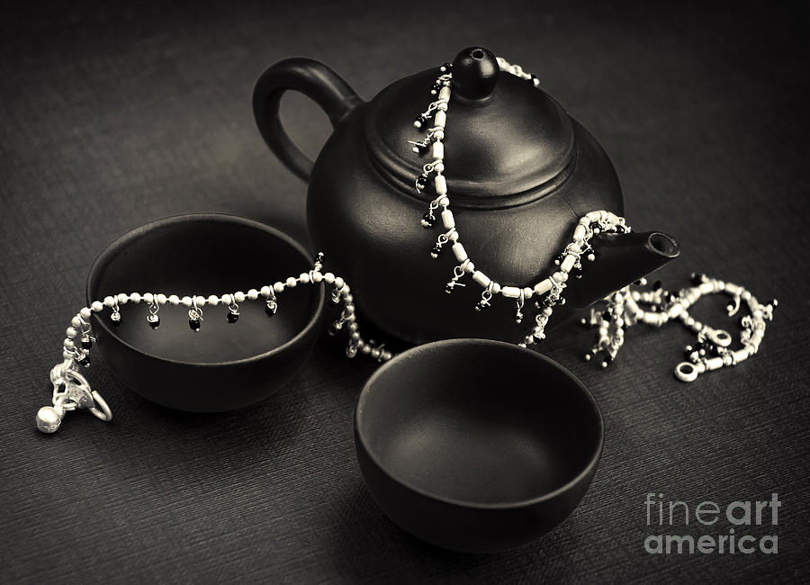 Tea Photograph - Teapot set and silver by TeaBum Originals