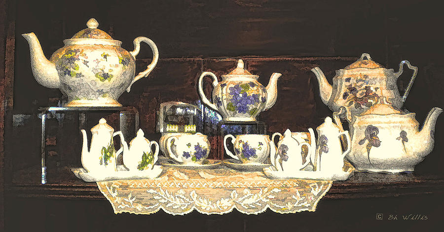 Teapots on Grundge Photograph by Bonnie Willis