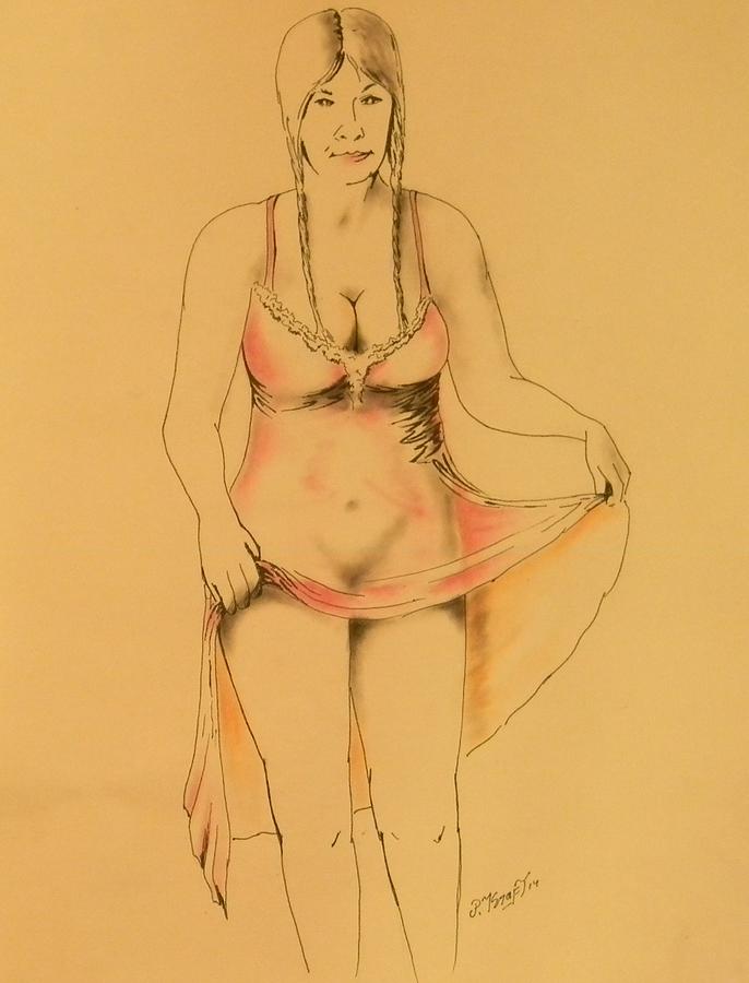 Woman Drawing - Tease by Petri Kraft