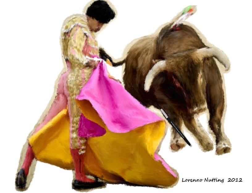 Bull Painting - Teasing the Bull by Bruce Nutting