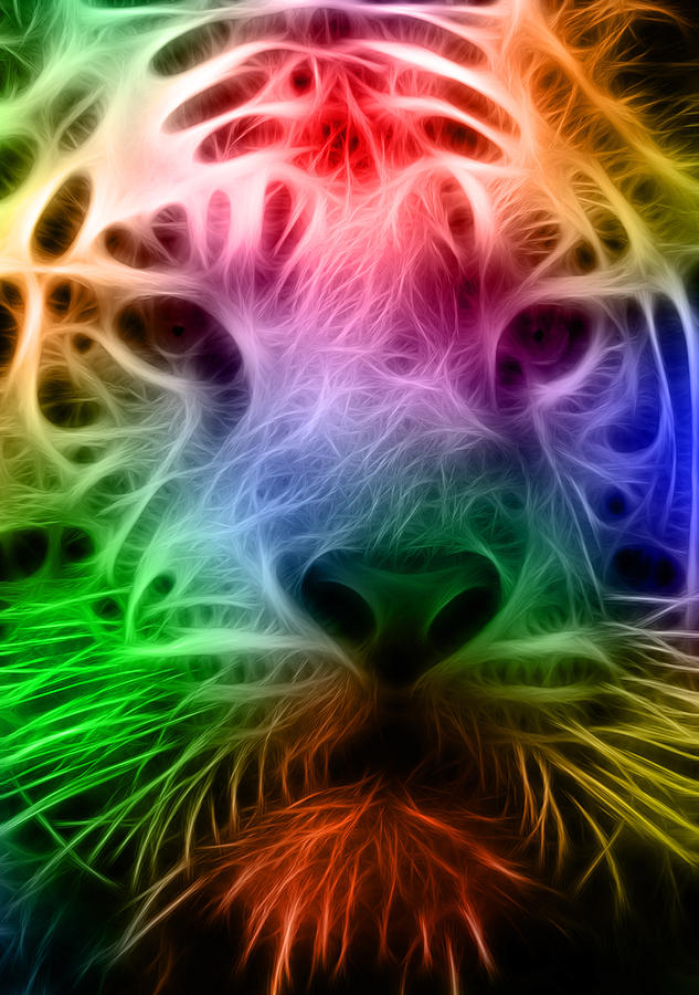 Techicolor Tiger Digital Art by Ricky Barnard