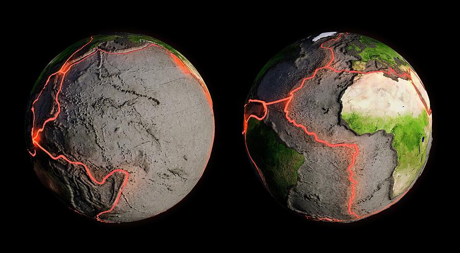 Illustration Photograph - Tectonic Plates And Fault Lines by Andrzej Wojcicki