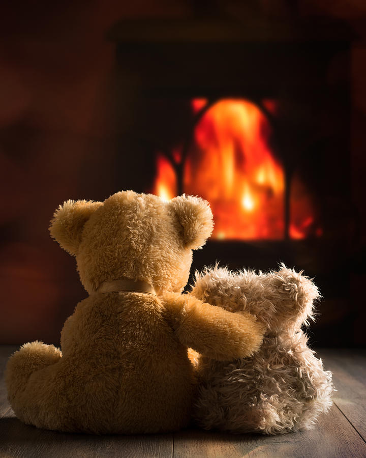 Bear Photograph - Teddies By The Fire by Amanda Elwell