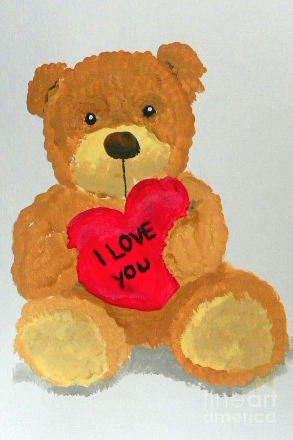 Teddy Bear Painting by Marisela Mungia
