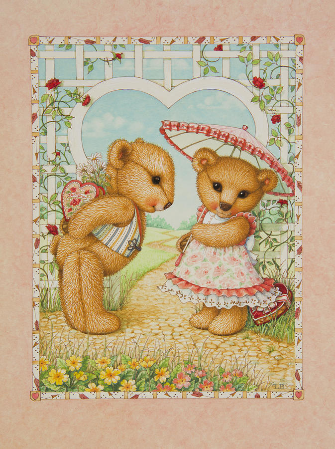Teddy Bear Valentine Painting by Lynn Bywaters