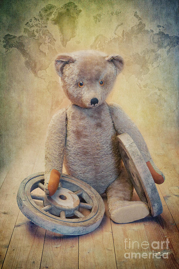 Vintage Photograph - Teddy Wants to Travel by Jutta Maria Pusl