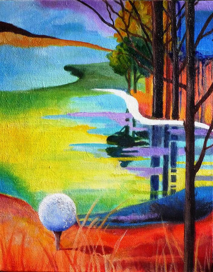 Tee off mindset- golf series Painting by Betty M M Wong