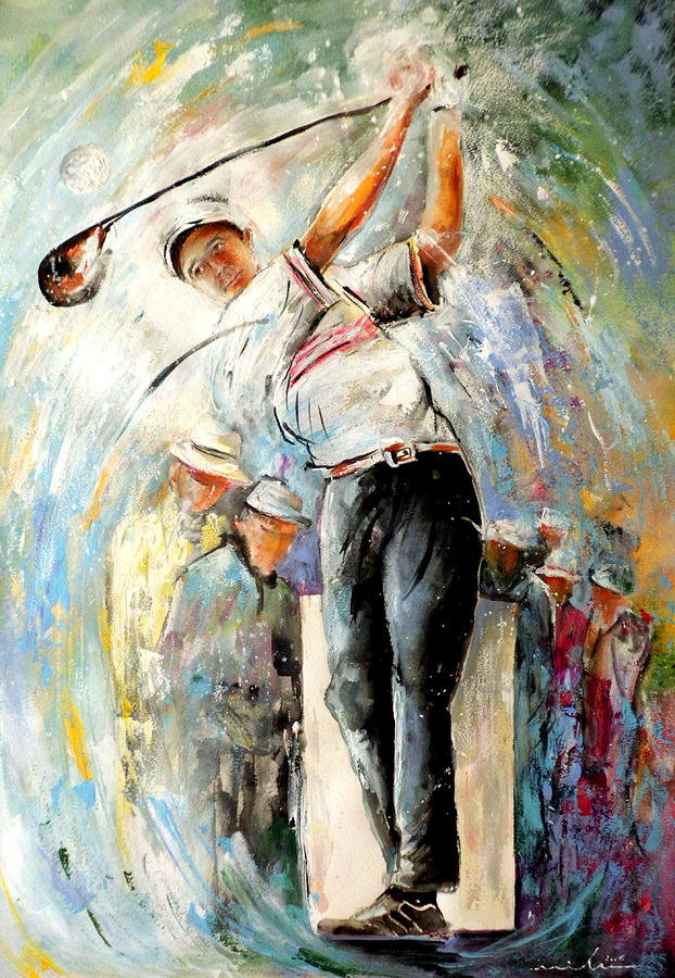 Tee Time Painting by Miki De Goodaboom