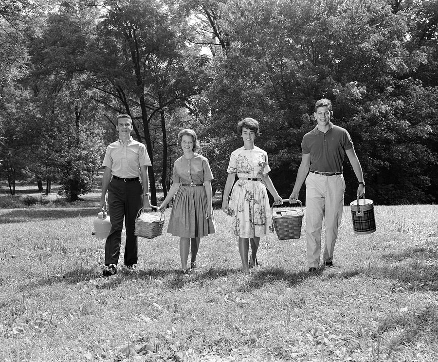 Teenage Couples On Picnic, C.1960s Photograph by H. Armstrong Roberts ...