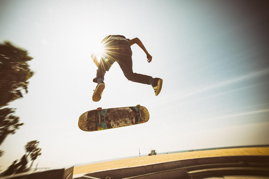 Teenager Skateboarding Venice Beach Skatepark in Los Angeles Photograph by Ferrantraite