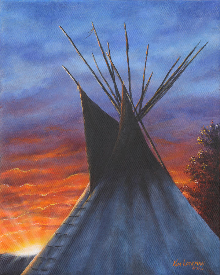 Teepee at Sunset Part 2 Painting by Kim Lockman