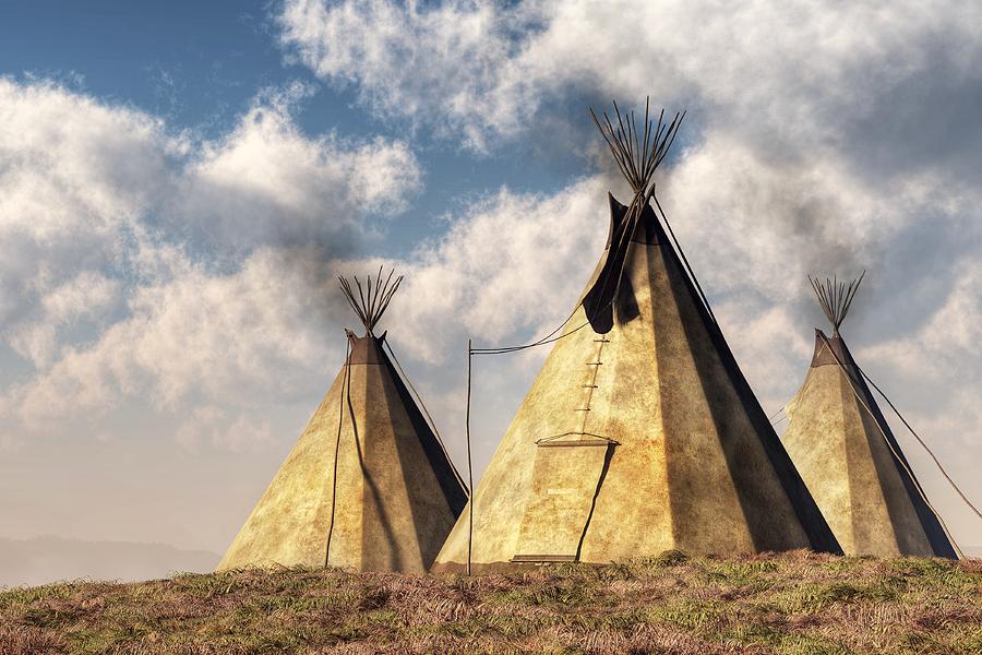 Native American Digital Art - Teepees by Daniel Eskridge
