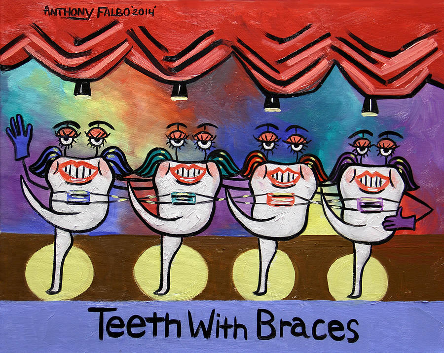 Anthony Falbo Painting - Teeth With Braces Dental Art By Anthony Falbo by Anthony Falbo